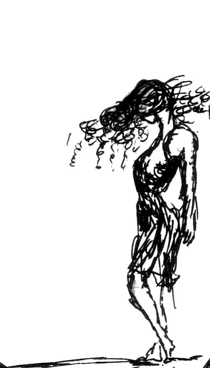 Black ink figure drawing on white background